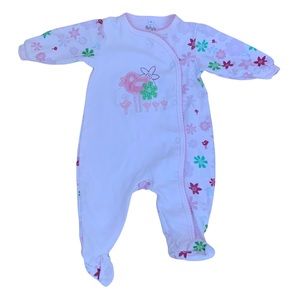Pekkle Pink Floral Cotton Sleeper Baby Girl Size 3M